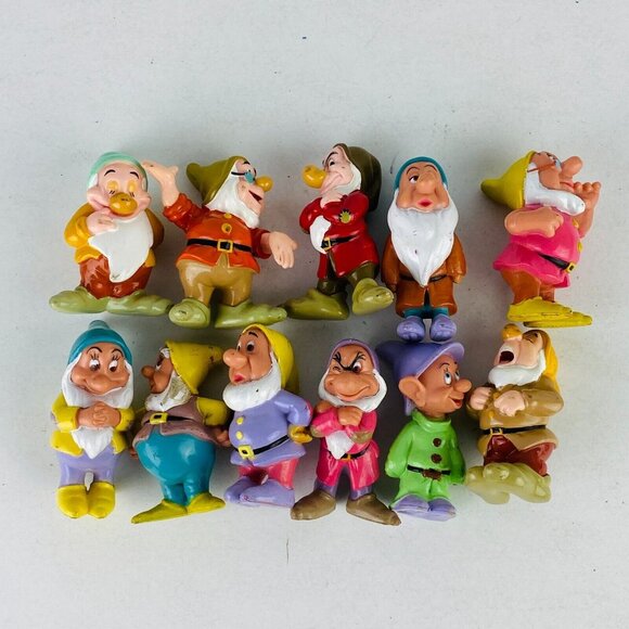 Mattel Disney Snow White Seven Dwarfs Character Toy Figures 1993 11 PC Lot - Picture 8 of 13
